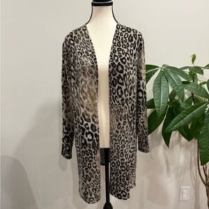 Laura Petites Leopard Print Duster Cardigan with Button Detail